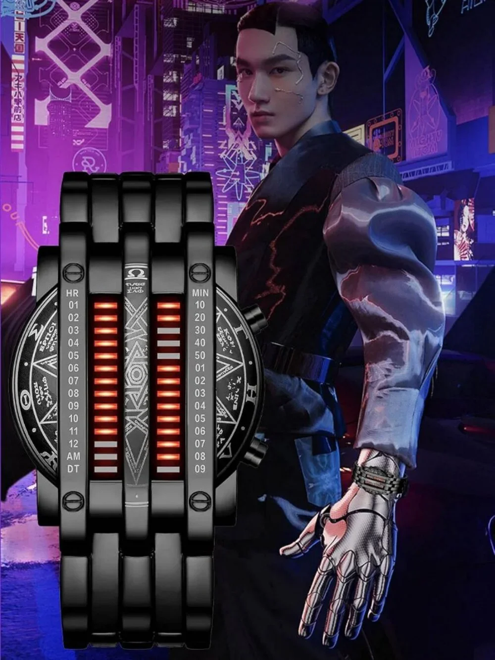 Stylish Men's Blue LED Digital Watch - Classic Black Plated Fashion Wristwatch